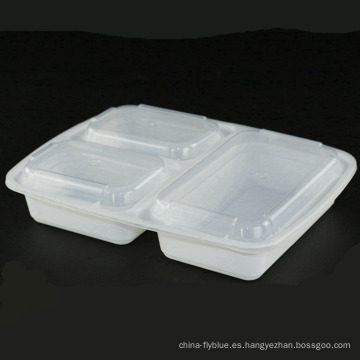 Caja de empaquetado del alimento del almuerzo de Bento del compartimiento impermeable 3 de 32oz para el control de la porción, caja plástica del acondicionamiento de los alimentos con la tapa